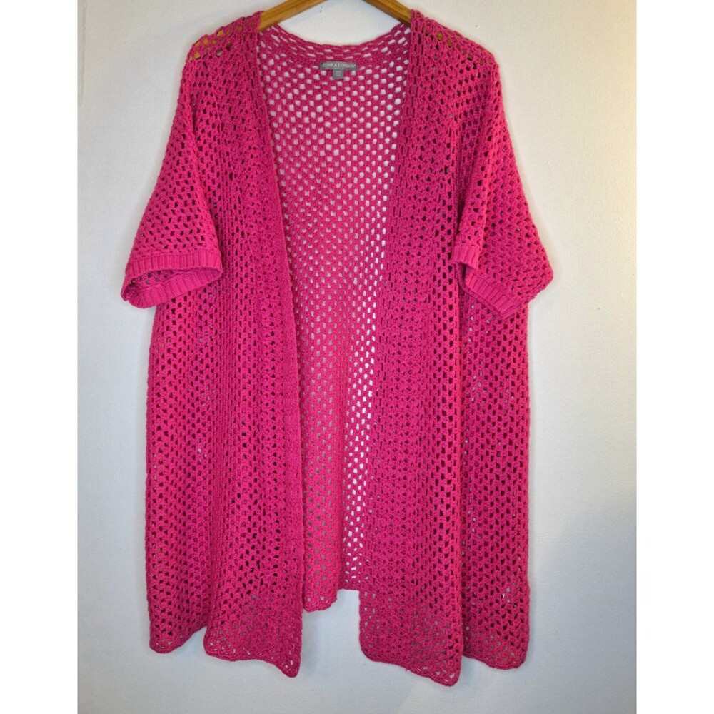 JESSICA LONDON Crochet Kimono Cardigan Women's Plus Sz 22/24 Boho Beach Festival
